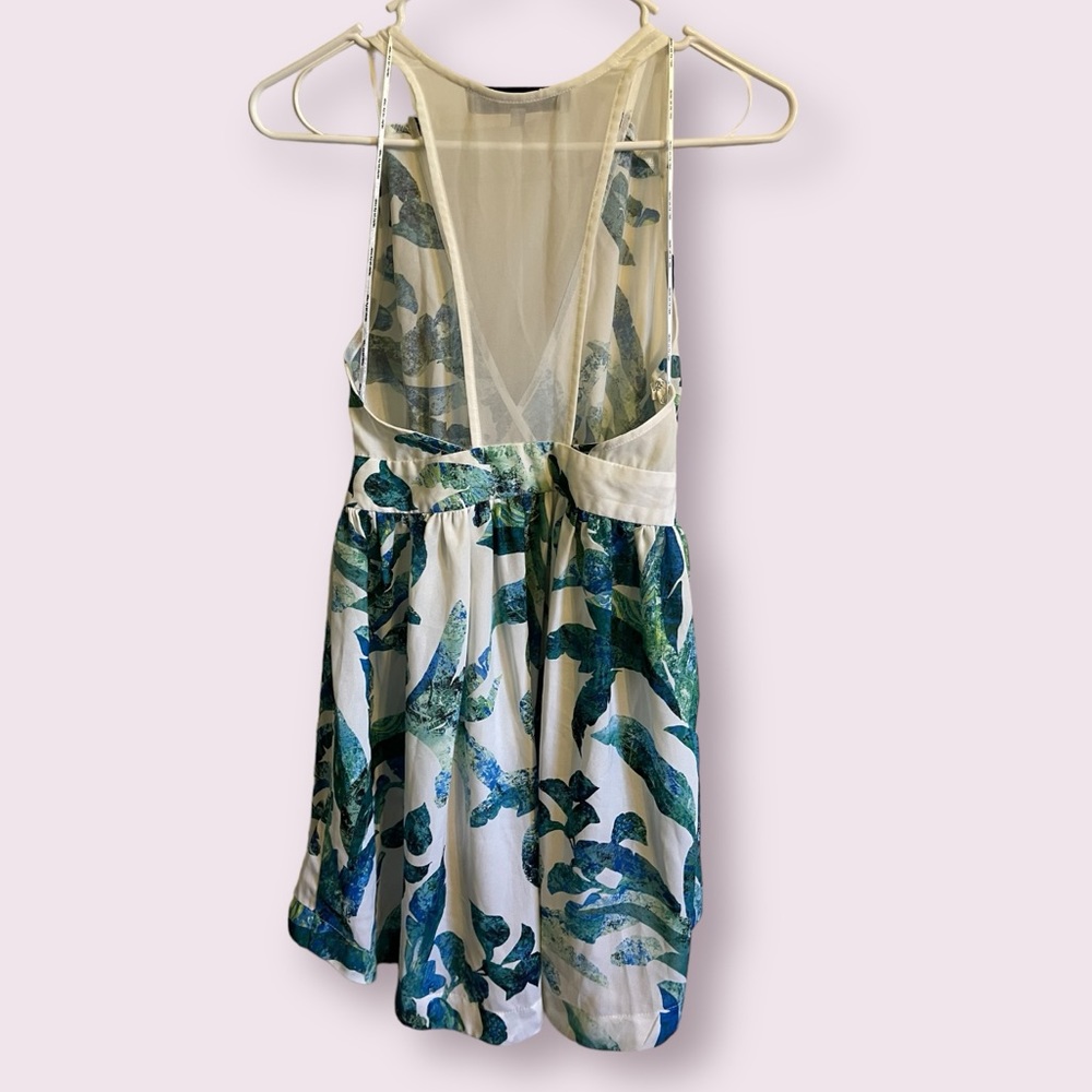 Blessed Are The Meek White/Green Tropical Print Mini Dress - Picture 5 of 5